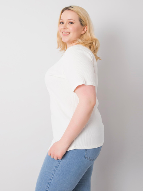 Ecru bluzka plus size prążkowana Stella