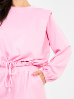 Różowa krótka bluza z wiązaniem RUE PARIS