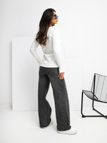 Ecru prążkowana bluzka z bawełny RUE PARIS 