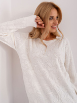 Hurt Ecru damski sweter klasyczny we wzory 