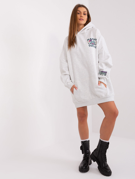 Hurt Jasnoszara długa bluza z kapturem STITCH & SOUL