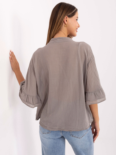 Ciemnobeżowa rozpinana koszula z bawełny