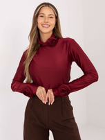 Bordowa elegancka bluzka z golfem