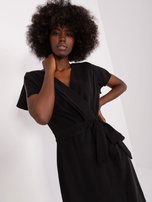 Hurt Czarna asymetryczna sukienka z paskiem ZULUNA