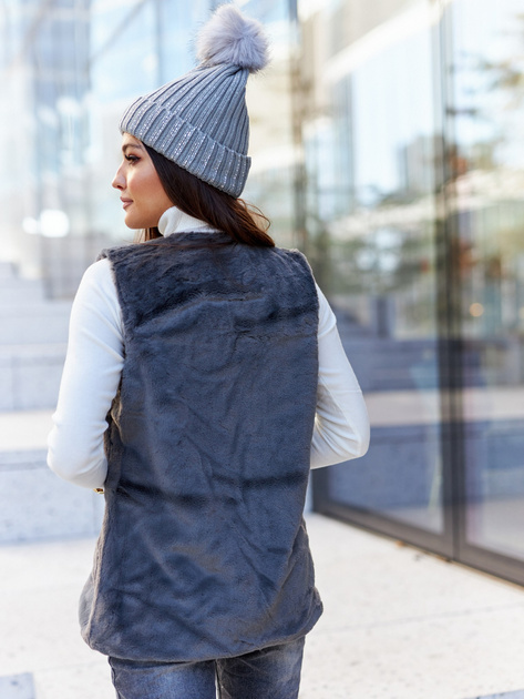 Grafitowa kamizelka futrzana damska Loxxley