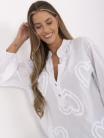 Biała koszulowa bluzka damska w serca OCH BELLA