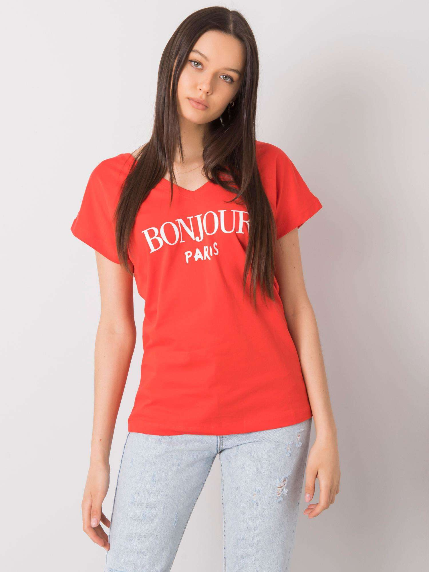 Czerwony t-shirt z nadrukiem Hortense