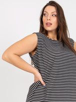 Czarno-biały top plus size bez rękawów 