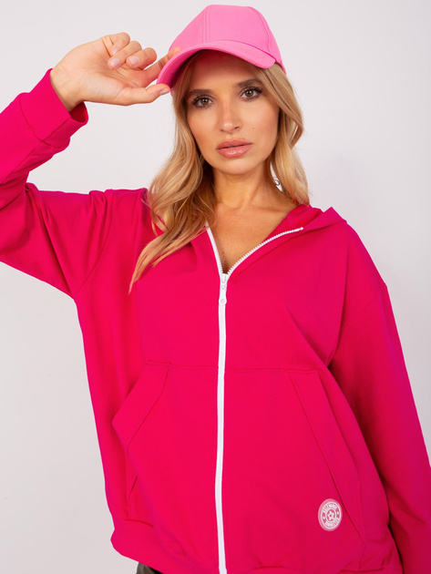 Hurt Fuksjowa luźna bluza rozpinana z kapturem