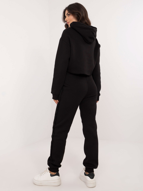 Hurt Czarny damski komplet dresowy z krótką bluzą