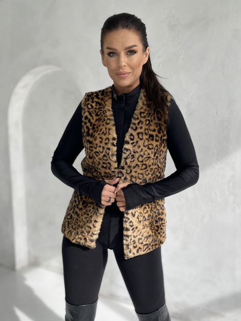 Beżowa kamizelka futrzana w cętki Perrina