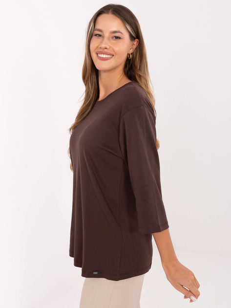 Czekoladowa damska bluzka oversize z bawełny