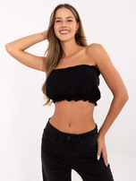 Czarny damski crop top z wiskozy