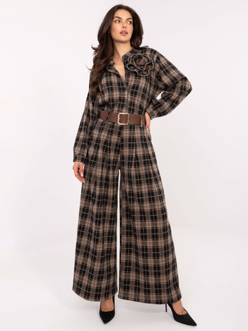 Czarne szerokie spodnie w kratę