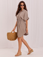 Muslin dress with a drawstring at the waist.