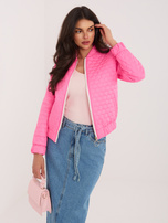 Fluo różowa pikowana kurtka ze stójką