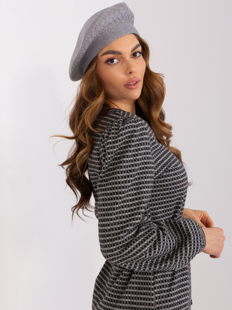 Hurtownia online Szary damski beret z dżetami