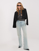 Grafitowa dopasowana bluzka basic z bawełny