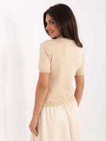 Beżowy damski sweter z serduszkiem 