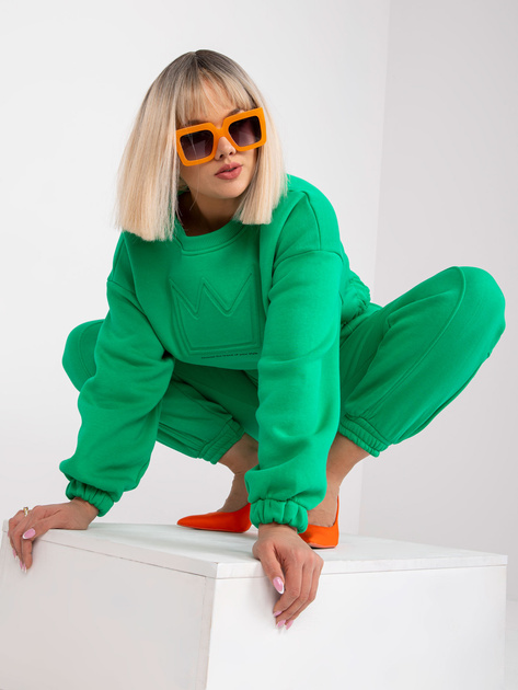 Zielony dresowy komplet plus size ze spodniami Maleah