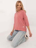 Hurt Brudnoróżowa damska bluzka basic z rękawem 3/4