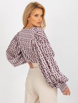 Hurt Biało-brudnoróżowa koszula z nadrukiem z imitacji satyny