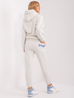 Hurtownia Jasnoszary melanżowy komplet dresowy z bluzą z kapturem