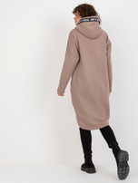 Hurt Ciemnobeżowa długa dresowa bluza rozpinana z kapturem