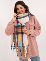 Hurtownia Jasnoróżowy damski szal w kratę