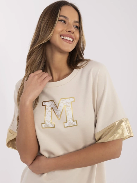 Hurt Beżowa dresowa sukienka damska z kieszeniami