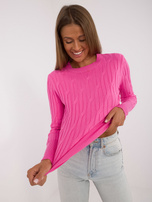 Hurtownia Różowy sweter klasyczny z długim rękawem