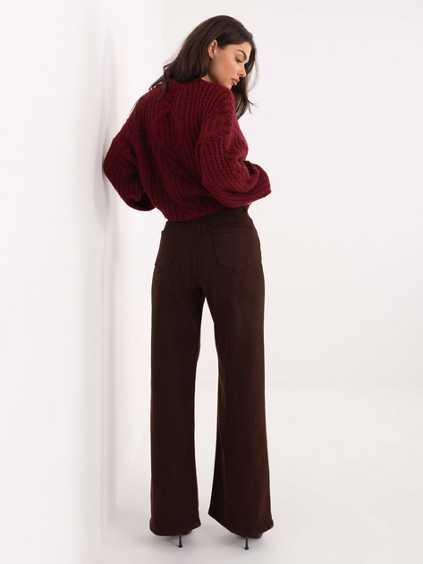 Czekoladowe jeansy straight leg z wysokim stanem