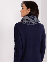 Hurt Szaro-granatowy damski komin we wzory