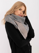 Hurt Szaro-jasnoróżowy zimowy szal we wzory