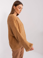 Hurt Camelowy sweter oversize z dzianiny RUE PARIS 