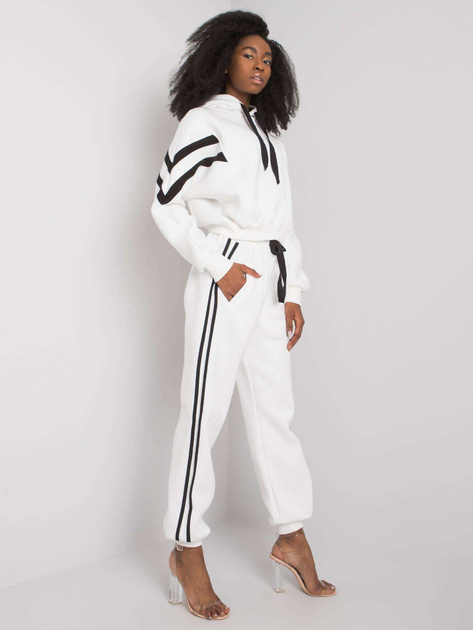 Biały komplet casualowy z lampasami Stacy