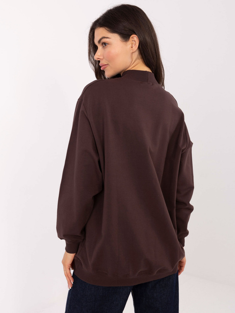 Czekoladowa bluza oversize bez kaptura BASIC FEEL GOOD