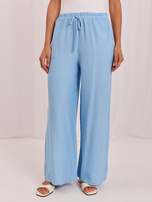 Light blue summer pants with wide legs.