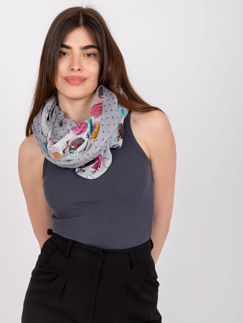 Biało-szara chusta z printem