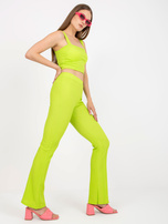 Limonkowy komplet casualowy ze spodniami z wysokim stanem