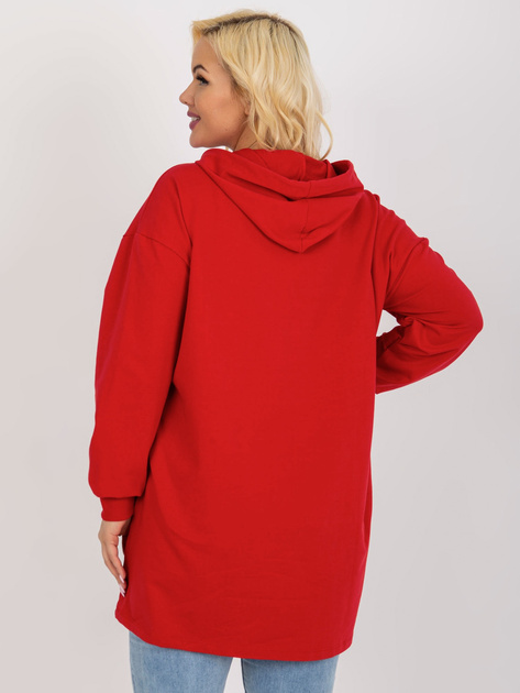 Hurtownia Czerwona dłuższa bluza plus size z napisami