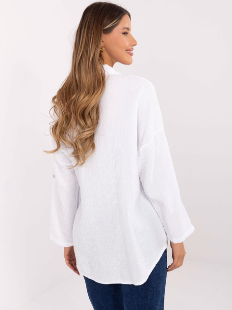 Hurtownia Biała damska koszula oversize z muślinu
