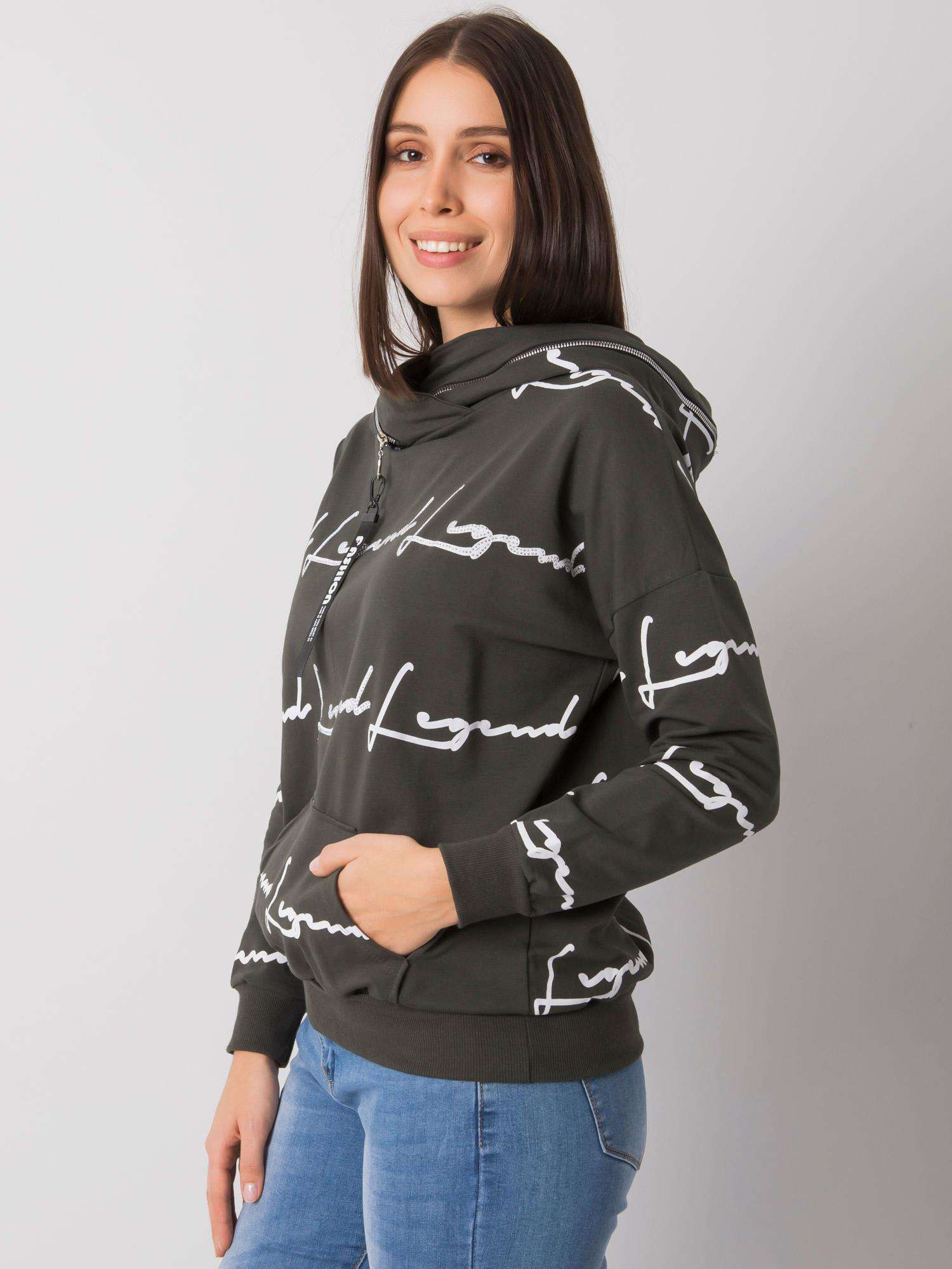 Dunkelkhaki Plus-Size Sweatshirt mit Tasche Jossy.