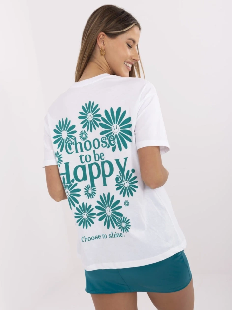 Biały t-shirt z nadrukiem na plecach SUBLEVEL