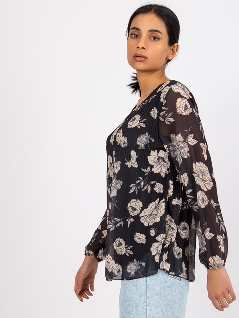 Czarno-beżowa plisowana bluzka Liana