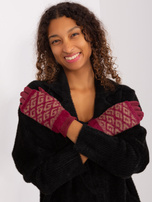 Hurtownia Bordowe ciepłe rękawiczki we wzory 