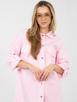 Jasnoróżowa casualowa sukienka szmizjerka RUE PARIS 