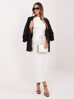 Ecru wieczorowa sukienka bez rękawów RUE PARIS