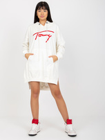 Hurt Ecru luźna bluza kangurka z napisem i kapturem   