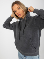 Hurt Ciemnoszara dresowa bluza basic kangurka RUE PARIS